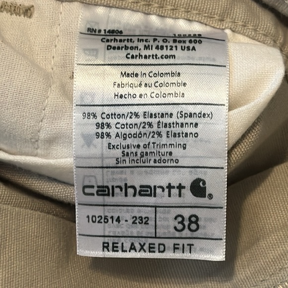 CARHARTT MENS SHORTS RELAXED FIT KHAKIS TAN FLAT FRONT - Picture 6 of 6